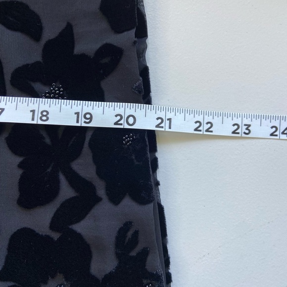 Vintage Blouse Black Velvet Burnout Beaded Cropped XL Silk Whimsigoth Witchy - Picture 5 of 5